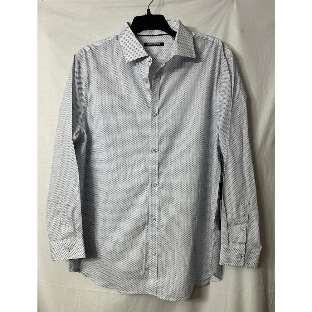 NWT Karl Lagerfeld Paris Mens Long Sleeve Button Front Stretch Casual Shirt XL